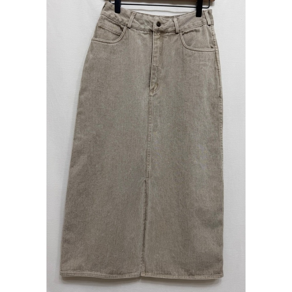 Banana Republic Womens Skirt Vintage Khaki Denim Maxi Sand Safari Aesthetic 12
